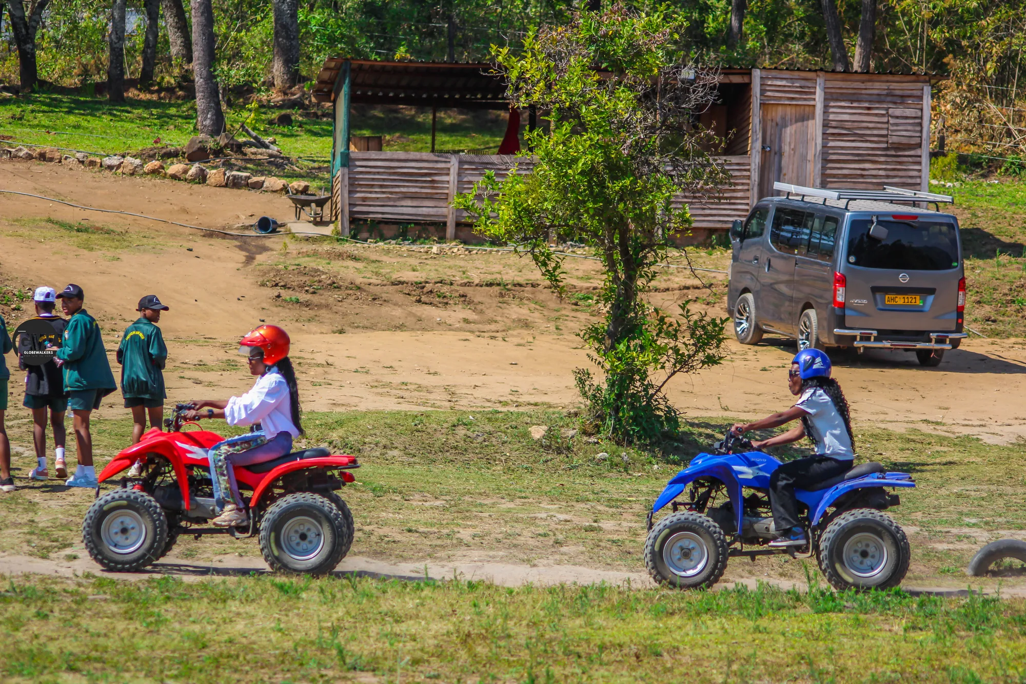Young travellers walking between activities on the Eastern Highlands Tour, Manicaland, August 2025